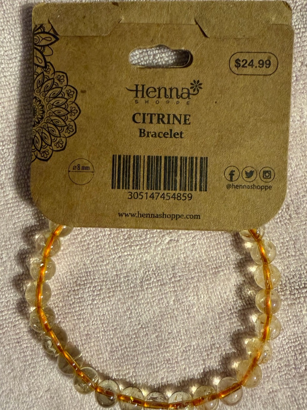 Henna Shoppe Citrine Beaded Bracelet — Clear Yellow